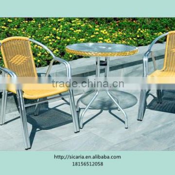 POPULAR RATTAN SET (ONE GLASS TABLE AND TWO RATTAN CHAIR)