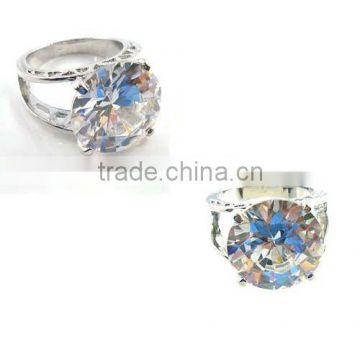 Fashion ring, Alloy ring,Zircon ring in white color PD plating
