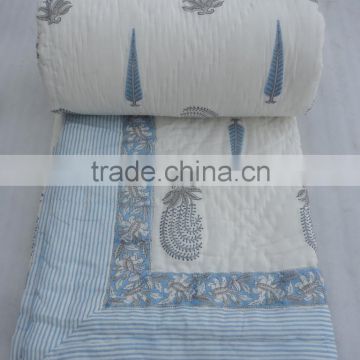 Hand Block Print Cotton Filling Kantha Quilts Handmade Jaipuri Razai