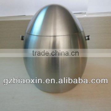 Double wall Egg Shaped double walled Stainless Steel Ice Bucket With Two Ear