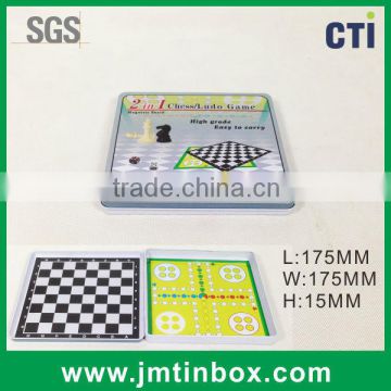 magnetic games tin box with hinge