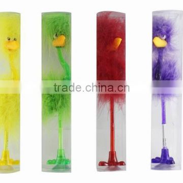 Colorful ostrich shape feather Promotional plastic ball pen