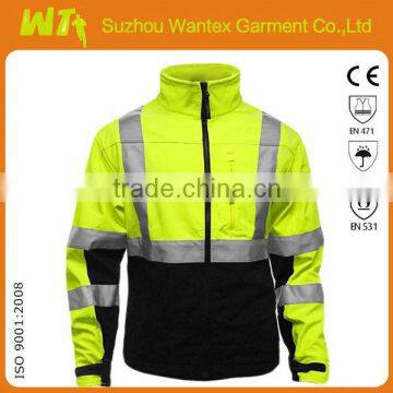 High visibility reflective safety Men's waterproof softshell jacket