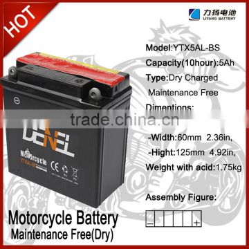 motorcycle battery 12v 5ah with high performance