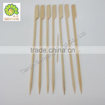 flat long natural bamboo wooden rotating handle bbq skewers
