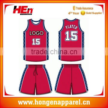 Hongen apparel 2017 Latest design men sublimation basketball jersey sets 100% polyester