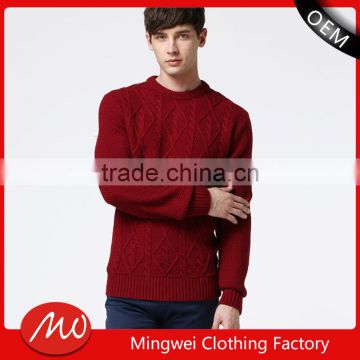 Mans round colloar cable knit pattern pullover sweater with high quality