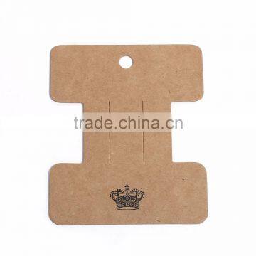 Paper Jewelry Display Card Brown Crown Pattern 8.4cm(3 2/8") x 7cm(2 6/8"), 1 Piece