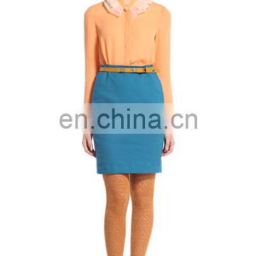2014 elegant autumn european fashion style cotton single color high waist pencil midi pattern skirt for women