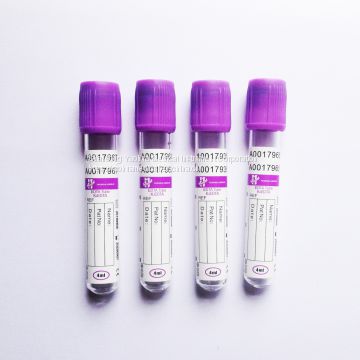 EDTA k3 k2 blood collection tube, purple cap, CE and ISO 13485 certificates.