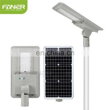 Faner lighting 2020 new led solar street light all in one ip66 50W 100w 150W 5 years wattery led solar street light 100w