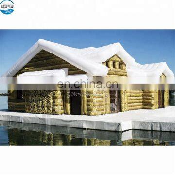 High quality customized giant inflatable snow house/ inflatable ice house/ inflatable cabin covered with white snow roof