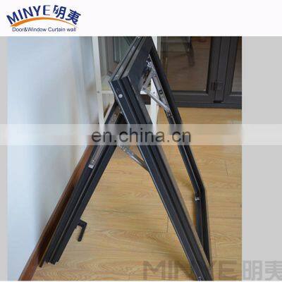 Competitive price aluminum black frame top hung windows with fin