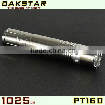 DAKSTAR PT16D 1025LM CREE LED XML T6 18650 Stainless Steel Police Emergency rechargeable Sport Flashlight