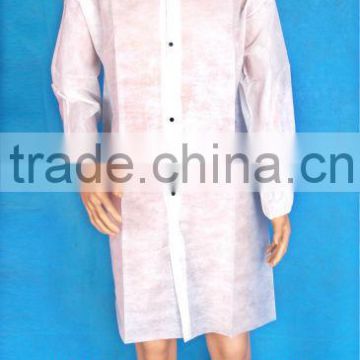 Disposable Non Woven Lab Coat/visitor coat with stud