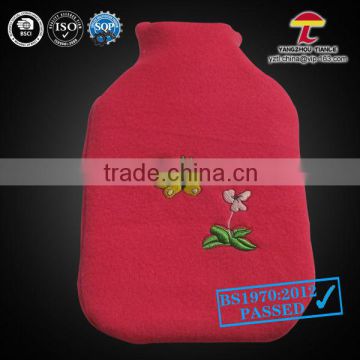 2000ML pink with butterfly fleece hot water bottle cover