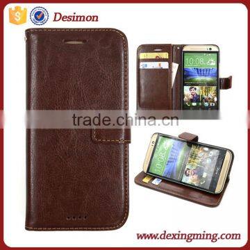 Crazy Horse Classic Leather Flip Cover Wallet Phone Case for HTC M8