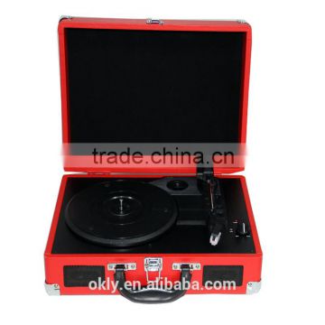 Retro 3 speed portable gramophone with bluetooth system audio record LP player