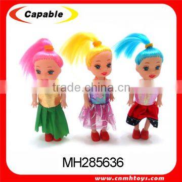 3.5 inch non battery operated plastic little toy girl doll