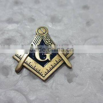 Freemasonry pin badge, metal pin badge, enamel badge