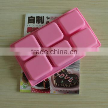 Hot 2015 food grade 6 cavity 7x6x2.5cm nonstick silicone molds for handmade soap bar soap molds rectangle