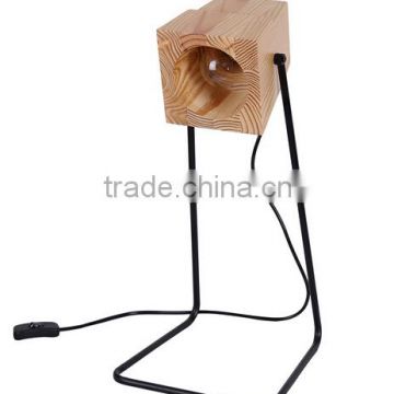 Metal Body With Wooden Lampshade Table Lamp Study Desk Lamp