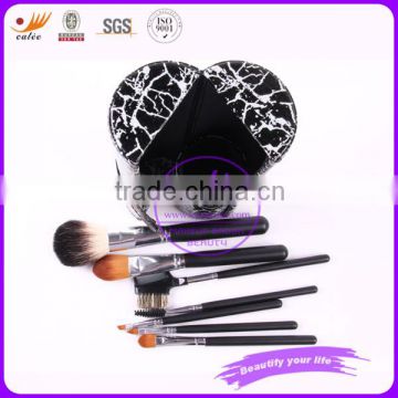 Best selling 7-piece travel size cosmetic brush set with cup cylinder