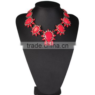 Fashion people big water drop resin gems chunky coral necklace