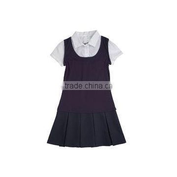 Custom Good Quality Sweet White Shirt and Skirt Girls School uniform Wholesale
