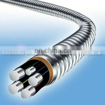interlocked aluminum alloy armoured MC Galvanized Steel Interlocked Armor Cable MC Cable THHN/THWN-2 as Inners Metal Clad Cable