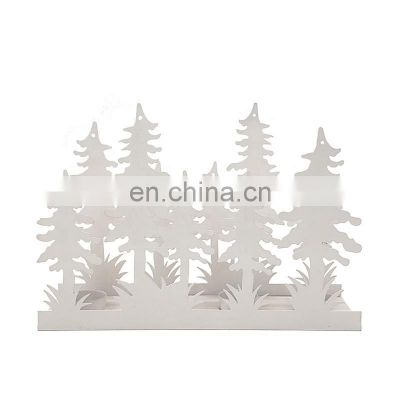 2021 new design Modern Design White Christmas Tree Decoration Tealight Metal Candle Holder for Home Decor