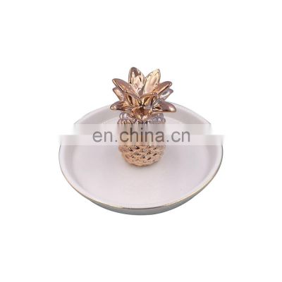gold pineapple custom logo gold small ceramic jewelry ring dishplay tray dish plate