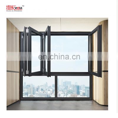 Black minimalist folding window and door simple style house windows warm colour home  bi folding window for  balconey