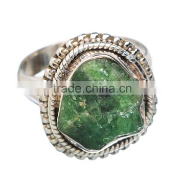 925 SOLID STERLING FINE SILVER ROUGH CHROME DIOPSIDE RING