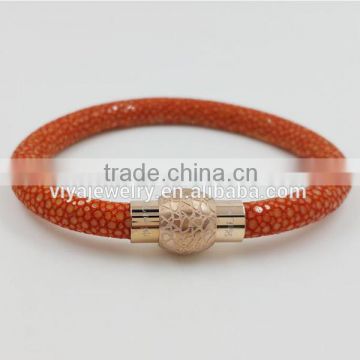 2016 Genuine Stingray Leather Bracelet Magnetic Clasp Stone Lock Rope Cord High End Jewelry Bracelet