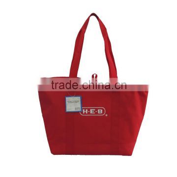 red polyester promotional ladies tote bag