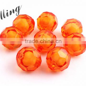 Dark Orange Chunky Acrylic Round Transparent Plastic Facted Beads in Beads 8mm to 20mm Stock ,Paypal Accept