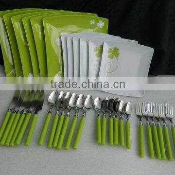 melamine dinner sets square plate spoon frok