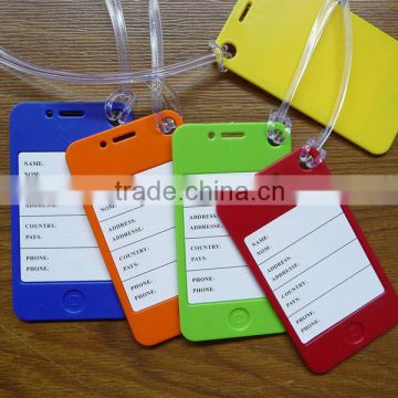 Iphone shape plastic luggage tag with string