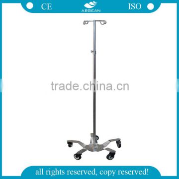 hot sale AG-IVP001 stainless steel 5 wheels hospital iv pole