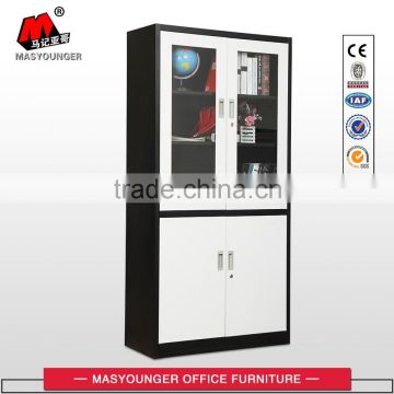 high quality KD structure up glass door and down steel door filing cabinet