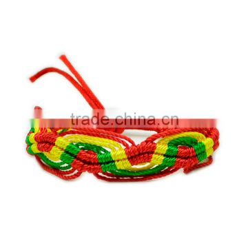 Hot Sale Wholesale cheap handmade red/yellow/green braided charm bracelet
