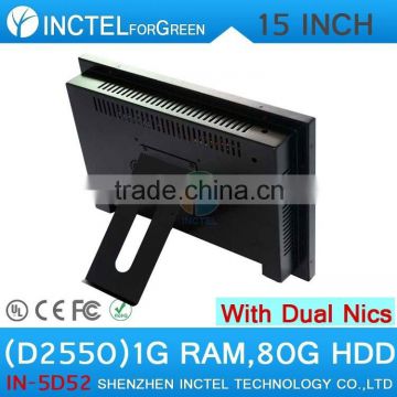 Latest led all in one desktop computer with 5 wire Gtouch 15 inch 4: 3 6COM LPT 1G RAM 80G HDD Dual 1000Mbps Nics