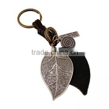 metal genuine leather big leaf wholesale custom keychains