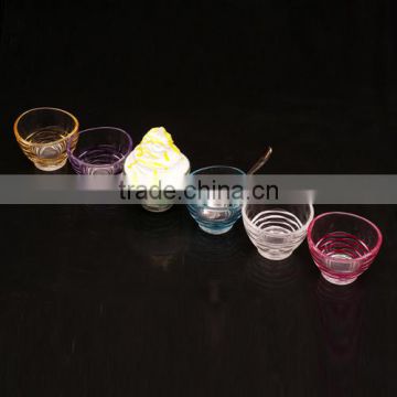 hot sale hand painted different colored glass ice cream bowl for supermarket