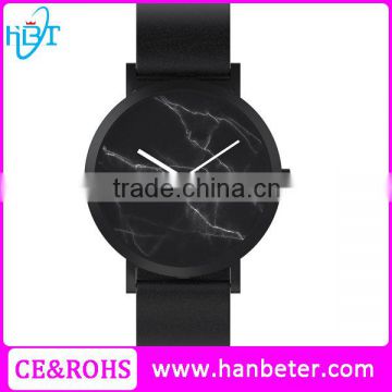 Hot selling the fifth style Japan quartz Movt marble face watch custom leather watch