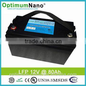Factory price 12v 80ah lifepo4 battery for wheelchair