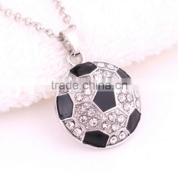 European Fashion Jewellery Sports Memorabilia Circle Football Alloy Diamond Necklace