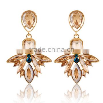 latest design jewelry gold plated crystal rhinestone drop earrings