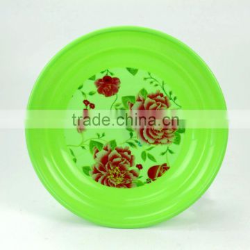 plastic green and round plate